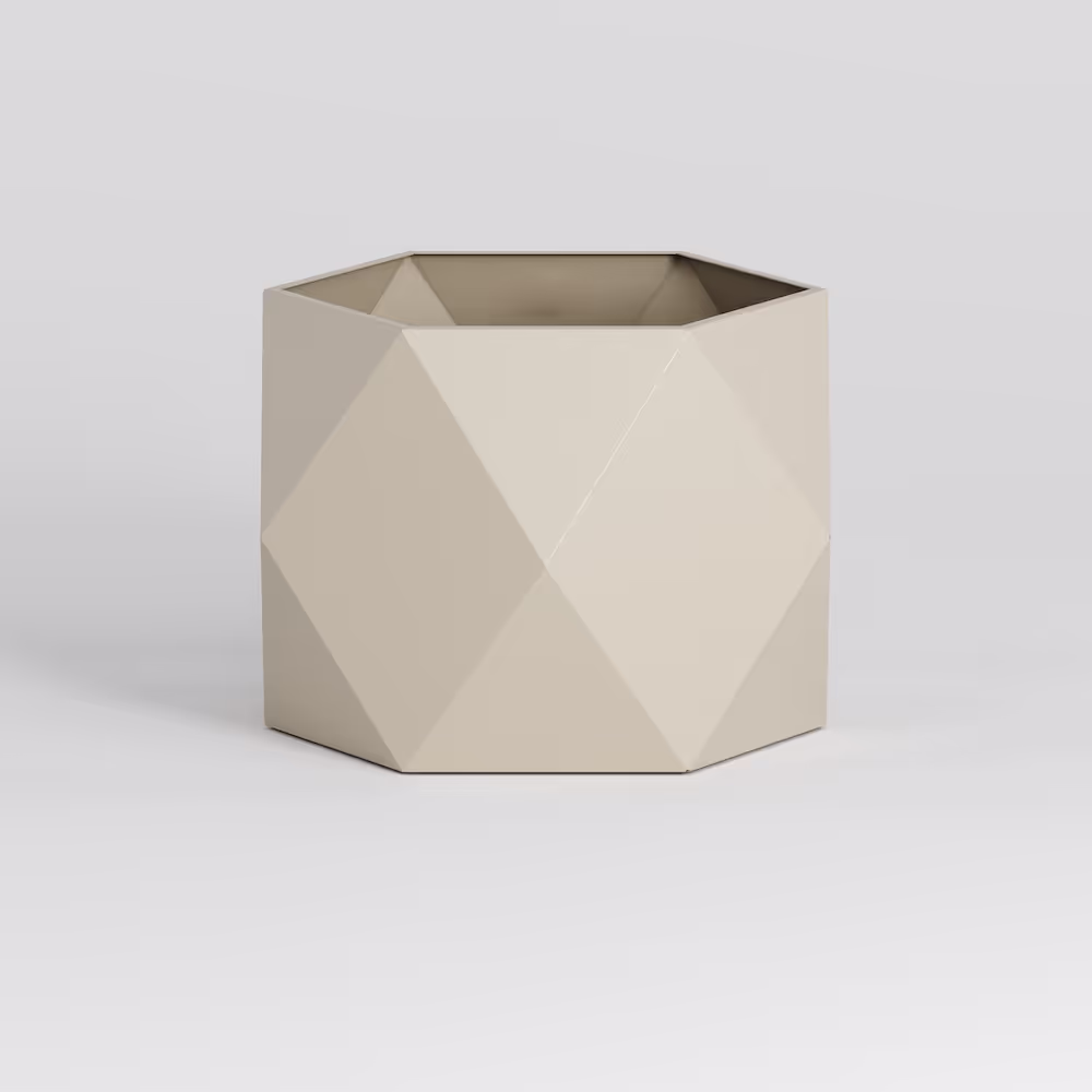 Diamant Artig Metall Pflanzgefäß in Creme